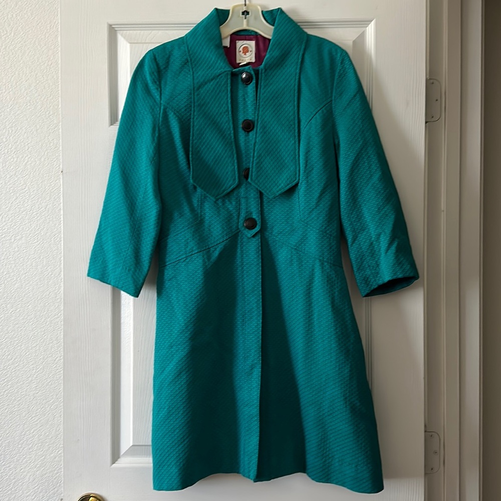 Tulle Coat Jacket Teal Size Medium